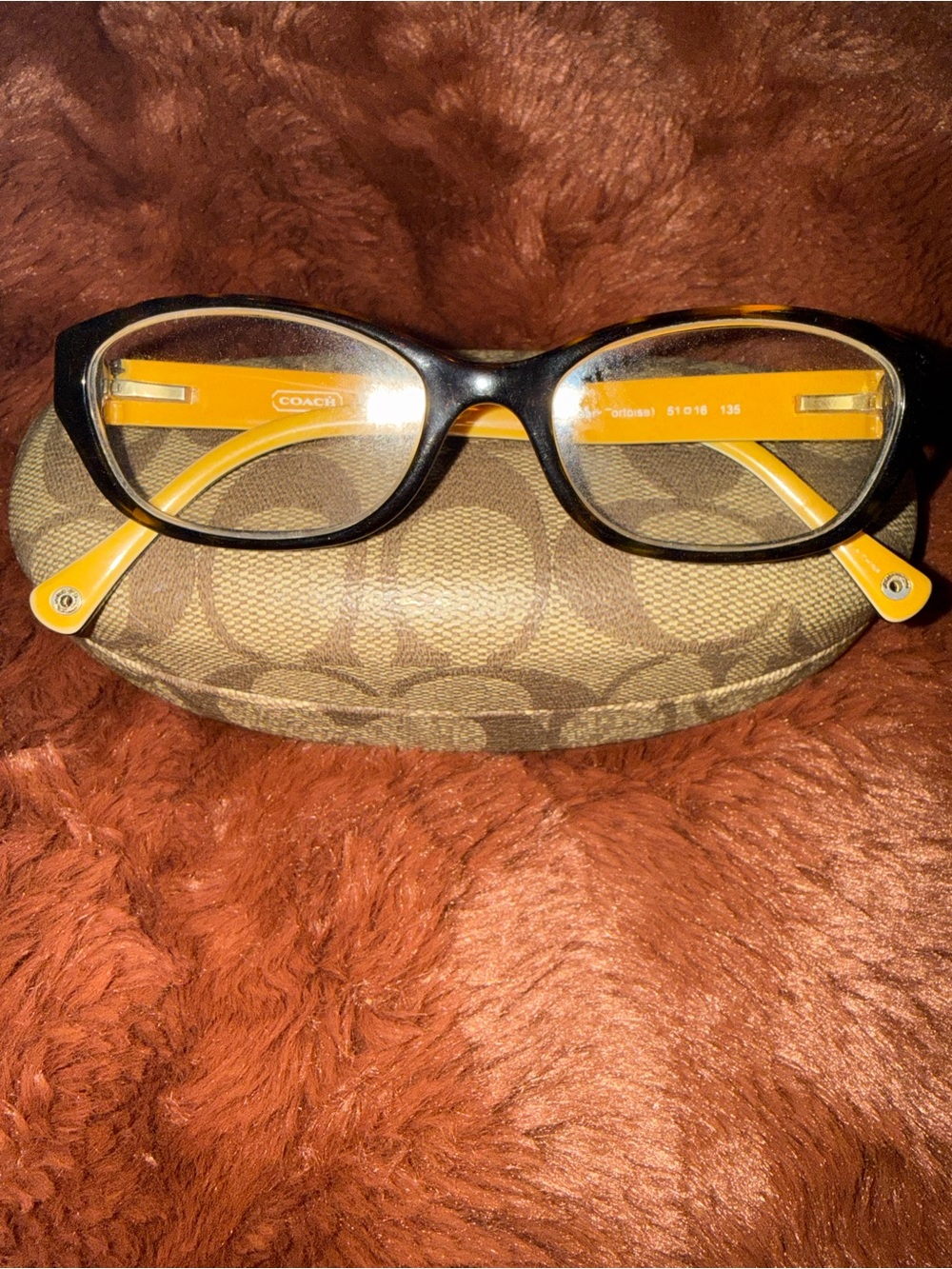 Coach Women's Black Frames with Yellow Temples Eyeglasses